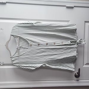 White & Green Tie Top